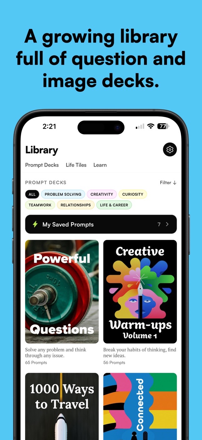 A growing library of question and image decks